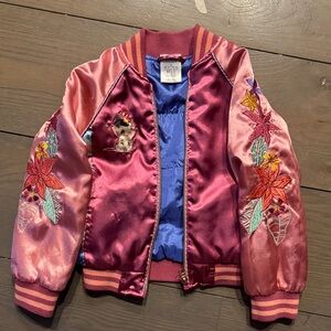 Disney Pink and Magenta Satin Floral Embroidered Kids Jacket